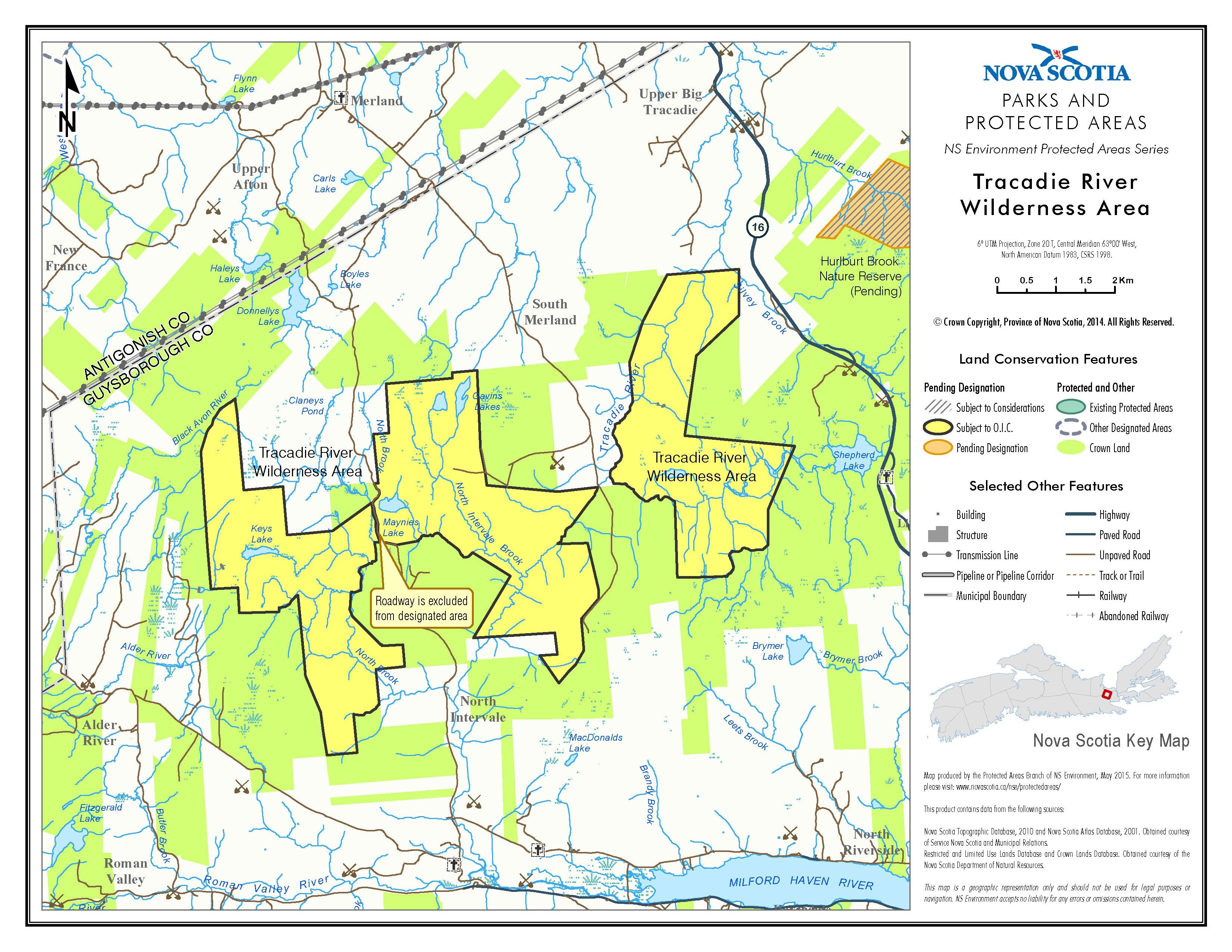Approximate boundaries of Tracadie River Wilderness Area